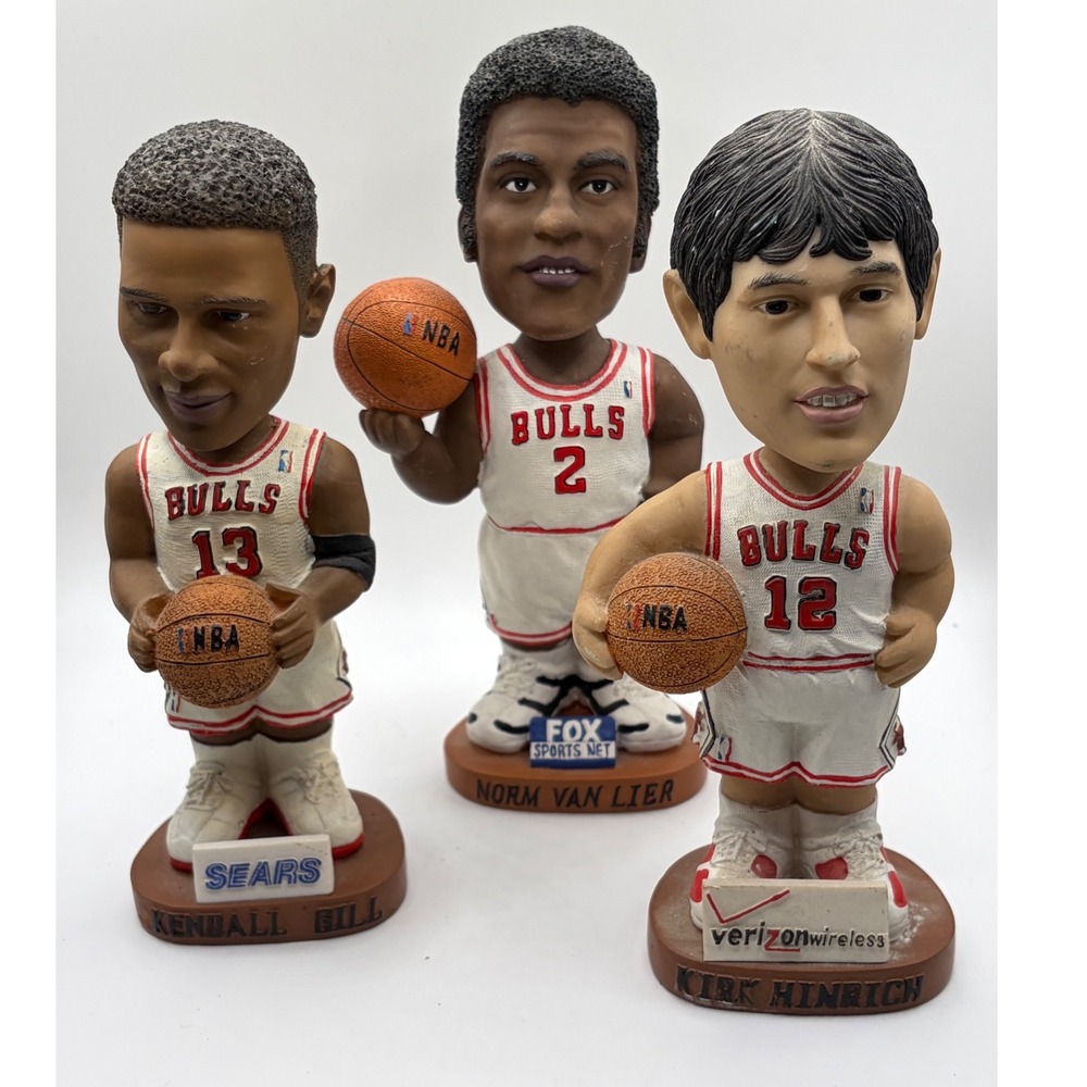 Chicago Bulls Bobblehead Lot Kendall Gill Norm Van Lier Kirk Hinrich SGA NBA